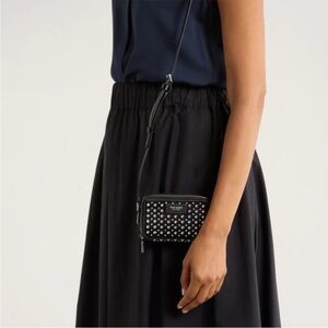 Kate Spade Black and Silver Studded Crossbody micro bag